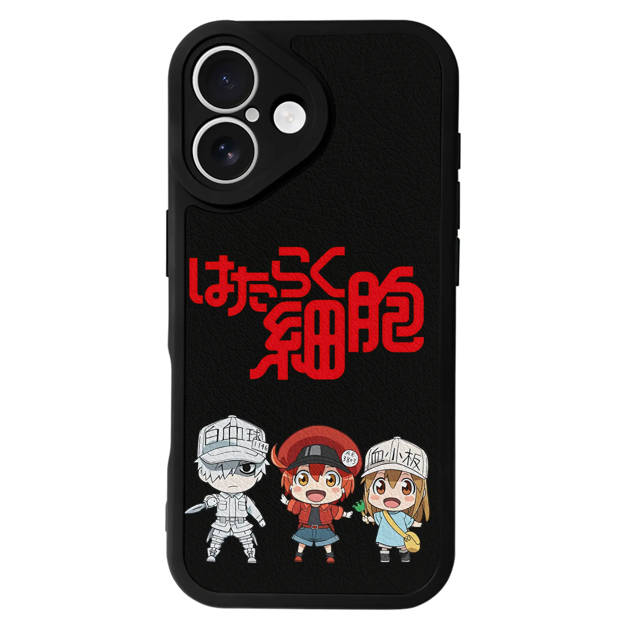 はたらく細胞 グッズ,赤血球 - IPhone 16シリーズ対応 ・ シリコンスマホケース ・ レザー調 ・ 高精度フィット ・ 耐衝撃 ・ ワイヤレス充電対応 ・ 精密カット